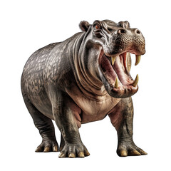 Fototapeta premium Hippopotamus Dragon roar isolated white background