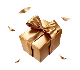 brown elegant gift box isolated on transparent background