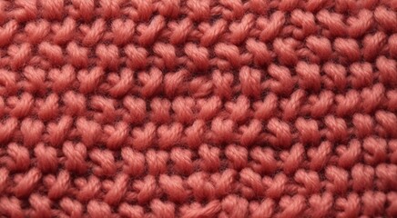 close up of dark salmon color knitted pattern background. red knitwear texture background.
