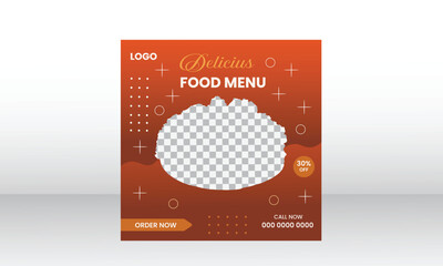 Fresh food marketing social media post template design.