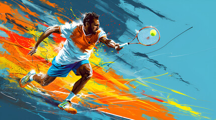 Badminton Player, World Game's Day, comic style abstract badminton player. Quarterback isolated. Super bowl sport theme vector illustration. Generative Ai - obrazy, fototapety, plakaty