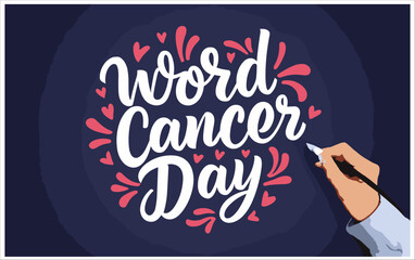 world cancer day calligraphy , world cancer day illustration , 4 feb  world cancer day  - obrazy, fototapety, plakaty