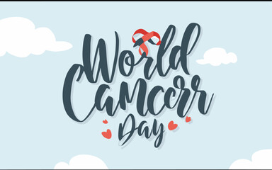 world cancer day typography , world cancer day lettering , 4 feb world cancer day	  - obrazy, fototapety, plakaty