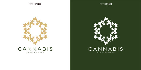 abstract marijuana, cannabis for CBD logo design