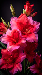 Obraz premium large beautiful dark red gladiolus flower on a summer evening