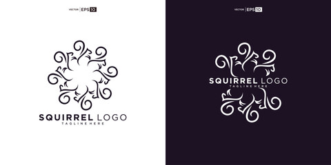 Simple squirrel logo in line art style. icon vector illustration © nurvika