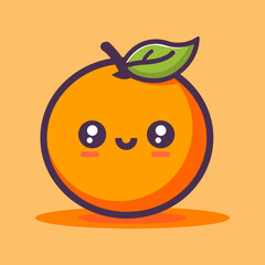 Cute orange fruit, cartoon vector illustration
