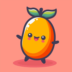 Cute mango fruit, cartoon vector illustration