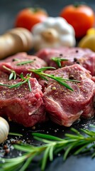Close-up of beef ingredients, on the clean background