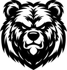 Angry bear head logo, isolated vector, mascot design illustration - obrazy, fototapety, plakaty