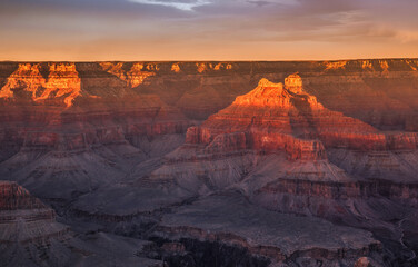 Fototapeta na wymiar Twilight Dusk on Grand Canyon, Grand Canyon National Park, Arizona