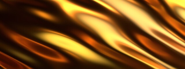 Gold metal sheer curtain waving impressionistic surface Elegant Modern 3D Rendering abstract background