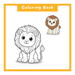 Lion Kids Coloring Book Design, Simple Design
