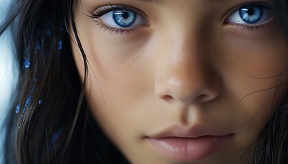 close up shot of beautiful eyes from young girl