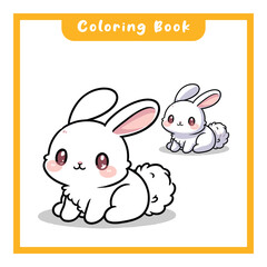 Cute Rabbit Child Design Coloring Book, Simple Design Suitable for Learning to Color