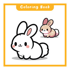 Cute Rabbit Child Design Coloring Book, Simple Design Suitable for Learning to Color