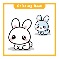 Obraz na płótnie Canvas Cute Rabbit Child Design Coloring Book, Simple Design Suitable for Learning to Color