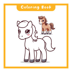 Cute Foal Design Coloring Book, Simple Design Suitable for Learning to Color Children