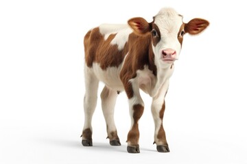 baby cow on white background - obrazy, fototapety, plakaty