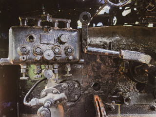 Rusty steam engine of an old locomotive