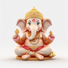 cute Ganesha on white - obrazy, fototapety, plakaty