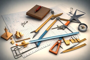 house plan and tools