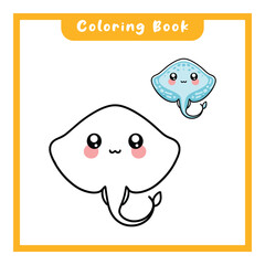 Vector stingray coloring book for kids