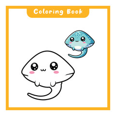 Vector stingray coloring book for kids