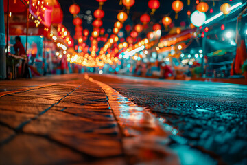Illuminated Lanterns at Night Market