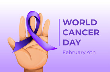 World Cancer Day, February 4th. Poster design for social media post, website banner, card prints, and other purposes isolated on horizontal ratio wallpaper template.