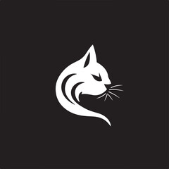 Obraz premium hand drawn flat logo of a cat isolated on white background generative ai