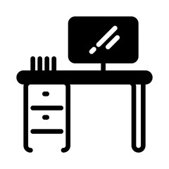 desk icon, glyph icon style