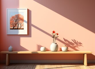Interior of modern room with flowers