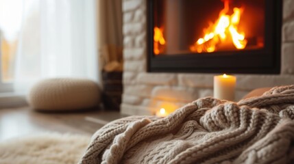 Obraz na płótnie Canvas Cozy House with Soft Pajamas and a Cozy Fireplace. Generative Ai.