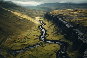 River flowing through a valley, fjords