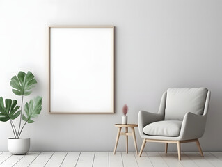 3D Modern Interior Blank Poster Frame Mock-Up