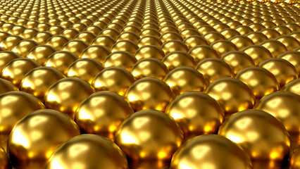 golden eggs in a row, golden spheres pattern