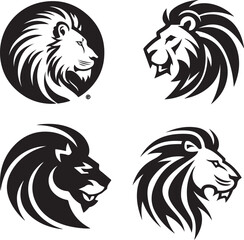 Fototapeta premium set of lion mascot logo vector illustration generative ai