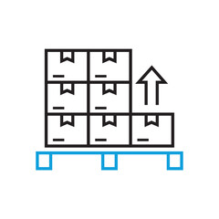 Pallet icon with a black line on a white background. High quality design element. Editable linear style stroke. Vector icon