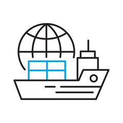 Freight line icon. Editable logistics icon vector with white background. High quality design element. Editable linear style stroke. Vector icon.