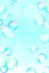 背景素材_水彩_シャボン玉_空