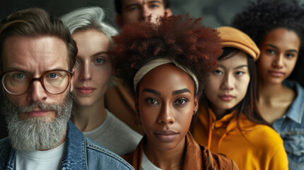 Diverse group of townspeople banding together for survival, determination in their eyes, thriller style