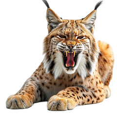 Fototapeta premium Lynx roar isolated white background