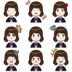 ブレザーを着た女の子の表情差分セット2	