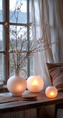 plants with candles and decorations