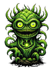 Fototapeta premium Green monster plants character design illustration on transparent background