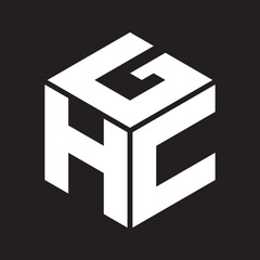 GHC letter logo design with black background in illustrator, cube logo, vector logo, modern alphabet font overlap style. calligraphy designs for logo, Poster, Invitation, etc.