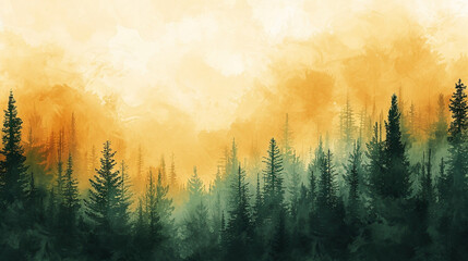 Mustard, sage, & forest abstract banner background. Elegant PowerPoint and business background.