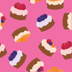 seamless pattern with mini cheesecakes