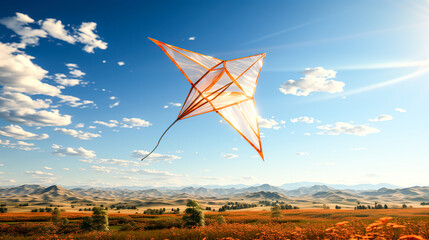 Soaring kite in a clear blue sky